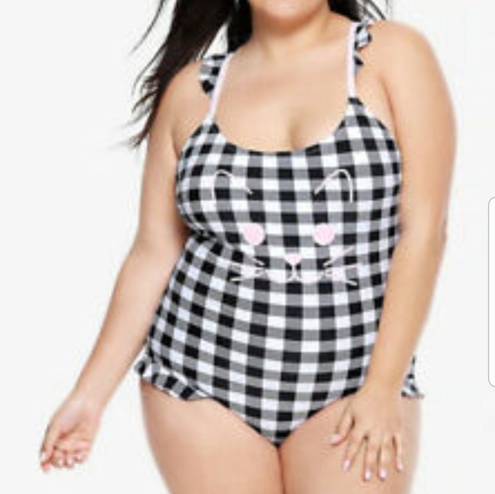 Hot Topic Gingham Kitty One-piece Swimsuit